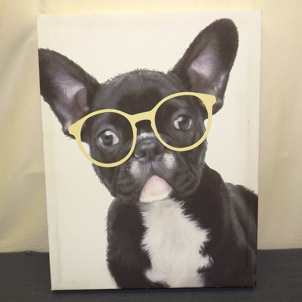 Stupell - Chic French Bulldog Art Print with Gold Glasses